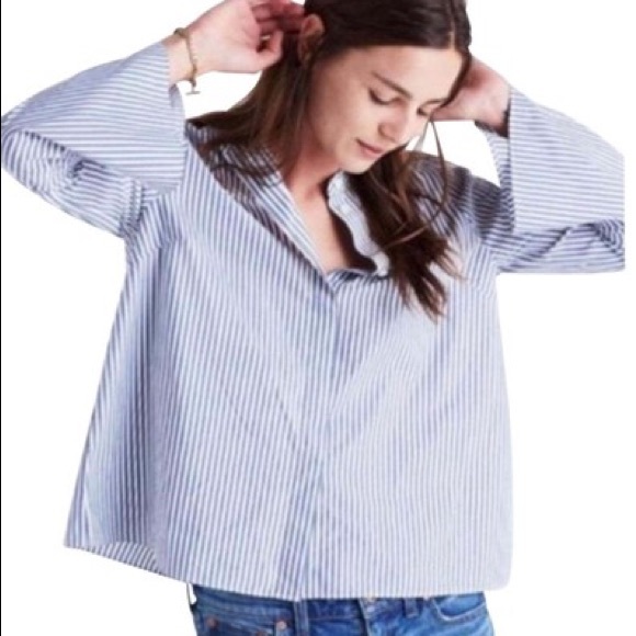 Madewell Striped Bellsleeve Button Down Size Large - Picture 2 of 2